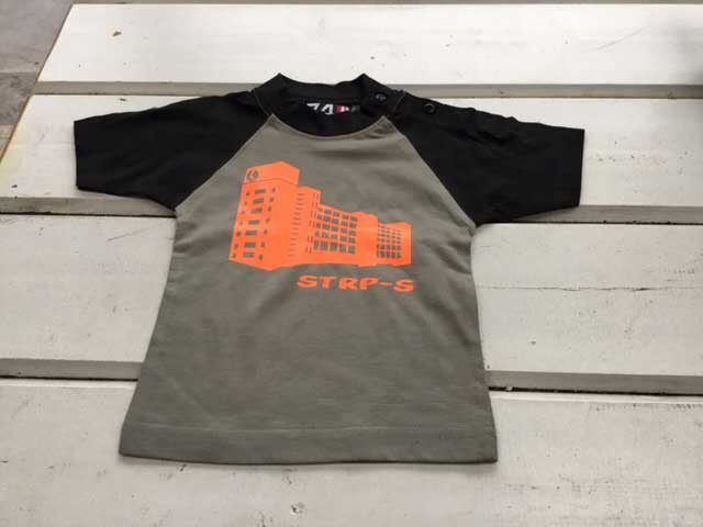 Baby t-shirt STRP-S oranje op grijs-zwart